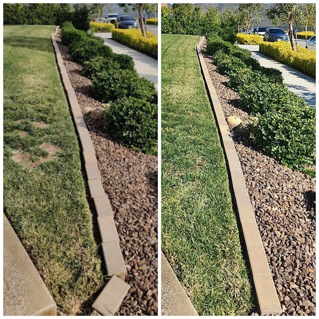 before and after picture of a gardening project 