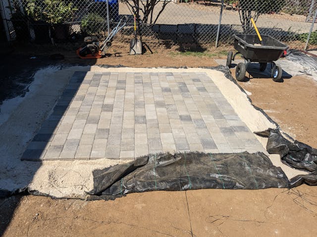  freshly remodeled concrete paver deck and patio